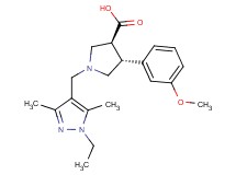 (3S*,4R*)-1-[(1-ethyl-3,5-dimethyl-1H-pyrazol-4-yl)methyl]-4-(3-methoxyphenyl)pyrrolidine-3-carboxylic acid
