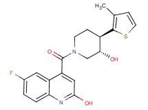 6-fluoro-4-{[rel-(3S,4R)-3-hydroxy-4-(3-methyl-2-thienyl)-1-piperidinyl]carbonyl}-2-quinolinol