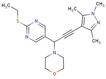 4-[1-[2-(ethylthio)pyrimidin-5-yl]-3-(1,3,5-trimethyl-1H-pyrazol-4-yl)prop-2-yn-1-yl]morpholine