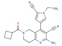 2-amino-4-(5-cyano-1-ethyl-1H-pyrrol-3-yl)-6-(cyclobutylcarbonyl)-5,6,7,8-tetrahydro-1,6-naphthyridine-3-carbonitrile