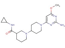 1'-(2-amino-6-methoxypyrimidin-4-yl)-N-cyclopropyl-1,4'-bipiperidine-3-carboxamide