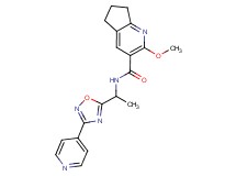 2-methoxy-N-{1-[3-(4-pyridinyl)-1,2,4-oxadiazol-5-yl]ethyl}-6,7-dihydro-5H-cyclopenta[b]pyridine-3-carboxamide