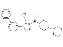 2-{4-[(4-cyclohexyl-1-piperazinyl)carbonyl]-5-cyclopropyl-1H-pyrazol-1-yl}-4-(2-fluorophenyl)pyrimidine