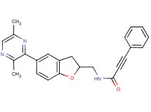 N-{[5-(3,6-dimethyl-2-pyrazinyl)-2,3-dihydro-1-benzofuran-2-yl]methyl}-3-phenyl-2-propynamide