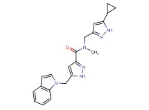 N-[(5-cyclopropyl-1H-pyrazol-3-yl)methyl]-5-(1H-indol-1-ylmethyl)-N-methyl-1H-pyrazole-3-carboxamide