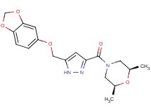 (2R*,6S*)-4-({5-[(1,3-benzodioxol-5-yloxy)methyl]-1H-pyrazol-3-yl}carbonyl)-2,6-dimethylmorpholine