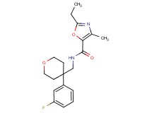 2-ethyl-N-{[4-(3-fluorophenyl)tetrahydro-2H-pyran-4-yl]methyl}-4-methyl-1,3-oxazole-5-carboxamide