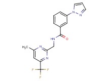 N-{[4-methyl-6-(trifluoromethyl)-2-pyrimidinyl]methyl}-3-(1H-pyrazol-1-yl)benzamide