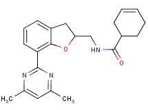 N-{[7-(4,6-dimethyl-2-pyrimidinyl)-2,3-dihydro-1-benzofuran-2-yl]methyl}-3-cyclohexene-1-carboxamide
