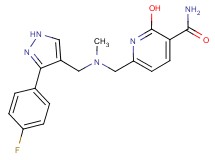 6-{[{[3-(4-fluorophenyl)-1H-pyrazol-4-yl]methyl}(methyl)amino]methyl}-2-hydroxynicotinamide