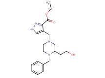 ethyl 4-{[4-benzyl-3-(2-hydroxyethyl)-1-piperazinyl]methyl}-1H-pyrazole-3-carboxylate
