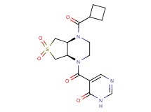 5-{[(4aS*,7aR*)-4-(cyclobutylcarbonyl)-6,6-dioxidohexahydrothieno[3,4-b]pyrazin-1(2H)-yl]carbonyl}-4(3H)-pyrimidinone