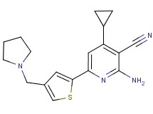 2-amino-4-cyclopropyl-6-[4-(pyrrolidin-1-ylmethyl)-2-thienyl]nicotinonitrile