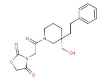 3-{2-[3-(hydroxymethyl)-3-(2-phenylethyl)-1-piperidinyl]-2-oxoethyl}-1,3-thiazolidine-2,4-dione
