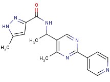 5-methyl-N-{1-[4-methyl-2-(4-pyridinyl)-5-pyrimidinyl]ethyl}-1H-pyrazole-3-carboxamide
