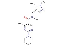 N-[(1,5-dimethyl-1H-pyrazol-4-yl)methyl]-N,4-dimethyl-2-piperidin-1-ylpyrimidine-5-carboxamide