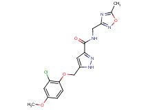 5-[(2-chloro-4-methoxyphenoxy)methyl]-N-[(5-methyl-1,2,4-oxadiazol-3-yl)methyl]-1H-pyrazole-3-carboxamide