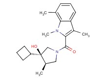 (3R*,4R*)-3-cyclobutyl-4-methyl-1-[(1,3,7-trimethyl-1H-indol-2-yl)carbonyl]pyrrolidin-3-ol