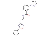 N-[2-(5-cyclopentyl-1,2,4-oxadiazol-3-yl)ethyl]-3-(1H-pyrazol-1-yl)benzamide
