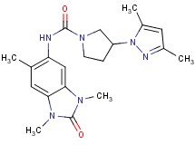 3-(3,5-dimethyl-1H-pyrazol-1-yl)-N-(1,3,6-trimethyl-2-oxo-2,3-dihydro-1H-benzimidazol-5-yl)pyrrolidine-1-carboxamide