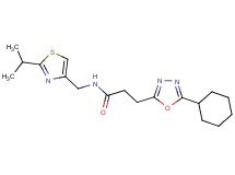3-(5-cyclohexyl-1,3,4-oxadiazol-2-yl)-N-[(2-isopropyl-1,3-thiazol-4-yl)methyl]propanamide