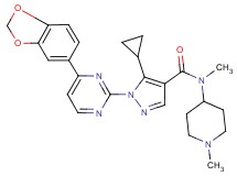 1-[4-(1,3-benzodioxol-5-yl)-2-pyrimidinyl]-5-cyclopropyl-N-methyl-N-(1-methyl-4-piperidinyl)-1H-pyrazole-4-carboxamide