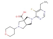(3aR*,6aR*)-2-(6-ethyl-5-fluoropyrimidin-4-yl)-5-(tetrahydro-2H-pyran-4-yl)hexahydropyrrolo[3,4-c]pyrrole-3a(1H)-carboxylic acid