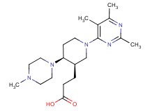 3-[(3R*,4S*)-4-(4-methylpiperazin-1-yl)-1-(2,5,6-trimethylpyrimidin-4-yl)piperidin-3-yl]propanoic acid