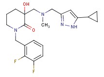 3-{[[(5-cyclopropyl-1H-pyrazol-3-yl)methyl](methyl)amino]methyl}-1-(2,3-difluorobenzyl)-3-hydroxy-2-piperidinone