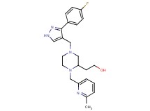 2-{4-{[3-(4-fluorophenyl)-1H-pyrazol-4-yl]methyl}-1-[(6-methyl-2-pyridinyl)methyl]-2-piperazinyl}ethanol