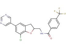 N-{[7-chloro-5-(5-pyrimidinyl)-2,3-dihydro-1-benzofuran-2-yl]methyl}-4-(trifluoromethyl)benzamide