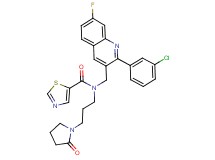 N-{[2-(3-chlorophenyl)-7-fluoro-3-quinolinyl]methyl}-N-[3-(2-oxo-1-pyrrolidinyl)propyl]-1,3-thiazole-5-carboxamide