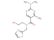 2-(dimethylamino)-N-(2-hydroxyethyl)-4-methyl-N-(1,3-thiazol-2-ylmethyl)pyrimidine-5-carboxamide