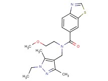 N-[(1-ethyl-3,5-dimethyl-1H-pyrazol-4-yl)methyl]-N-(2-methoxyethyl)-1,3-benzothiazole-6-carboxamide