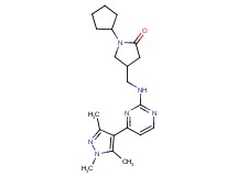 1-cyclopentyl-4-({[4-(1,3,5-trimethyl-1H-pyrazol-4-yl)pyrimidin-2-yl]amino}methyl)pyrrolidin-2-one