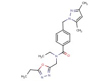 4-[(3,5-dimethyl-1H-pyrazol-1-yl)methyl]-N-ethyl-N-[(5-ethyl-1,3,4-oxadiazol-2-yl)methyl]benzamide