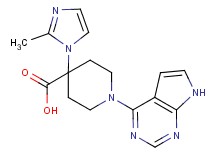 4-(2-methyl-1H-imidazol-1-yl)-1-(7H-pyrrolo[2,3-d]pyrimidin-4-yl)piperidine-4-carboxylic acid