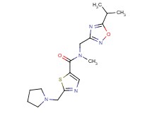 N-[(5-isopropyl-1,2,4-oxadiazol-3-yl)methyl]-N-methyl-2-(1-pyrrolidinylmethyl)-1,3-thiazole-5-carboxamide