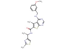 4-[(3-methoxybenzyl)amino]-5-methyl-N-[1-(2-methyl-1,3-thiazol-4-yl)ethyl]thieno[2,3-d]pyrimidine-6-carboxamide