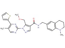 5-(methoxymethyl)-N-[(1-methyl-1,2,3,4-tetrahydro-6-quinolinyl)methyl]-1-[5-methyl-4-(2-thienyl)-2-pyrimidinyl]-1H-pyrazole-4-carboxamide