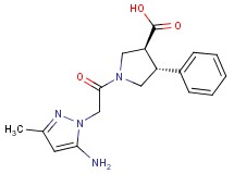 (3S*,4R*)-1-[(5-amino-3-methyl-1H-pyrazol-1-yl)acetyl]-4-phenylpyrrolidine-3-carboxylic acid