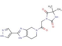 5,5-dimethyl-3-{2-oxo-2-[2-(1H-pyrazol-4-yl)-1,4,6,7-tetrahydro-5H-imidazo[4,5-c]pyridin-5-yl]ethyl}imidazolidine-2,4-dione