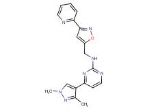 4-(1,3-dimethyl-1H-pyrazol-4-yl)-N-[(3-pyridin-2-ylisoxazol-5-yl)methyl]pyrimidin-2-amine
