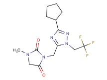 3-{[3-cyclopentyl-1-(2,2,2-trifluoroethyl)-1H-1,2,4-triazol-5-yl]methyl}-1-methylimidazolidine-2,4-dione