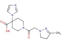 4-(1H-imidazol-1-yl)-1-[(3-methyl-4,5-dihydro-1H-pyrazol-1-yl)acetyl]piperidine-4-carboxylic acid