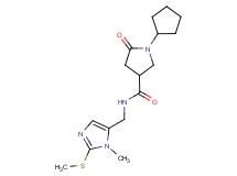 1-cyclopentyl-N-{[1-methyl-2-(methylthio)-1H-imidazol-5-yl]methyl}-5-oxo-3-pyrrolidinecarboxamide