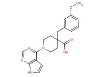4-(3-methoxybenzyl)-1-(7H-pyrrolo[2,3-d]pyrimidin-4-yl)piperidine-4-carboxylic acid