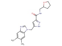 5-[(5,6-dimethyl-1H-benzimidazol-1-yl)methyl]-N-(tetrahydrofuran-2-ylmethyl)-1H-pyrazole-3-carboxamide