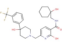 2-hydroxy-N-[(1-hydroxycyclohexyl)methyl]-6-({4-hydroxy-4-[3-(trifluoromethyl)phenyl]-1-piperidinyl}methyl)nicotinamide