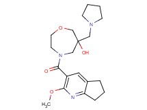 4-[(2-methoxy-6,7-dihydro-5H-cyclopenta[b]pyridin-3-yl)carbonyl]-6-(pyrrolidin-1-ylmethyl)-1,4-oxazepan-6-ol